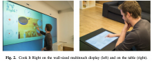 Fig. 2. Cook It Right on the wall-sized multitouch display (left) and on the table (right).